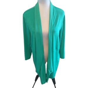 Chico’s Travelers 3 Cardigan Kelly Green Open Front Slinky XL‎